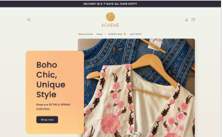 Boheme storefront as displayed at audit date