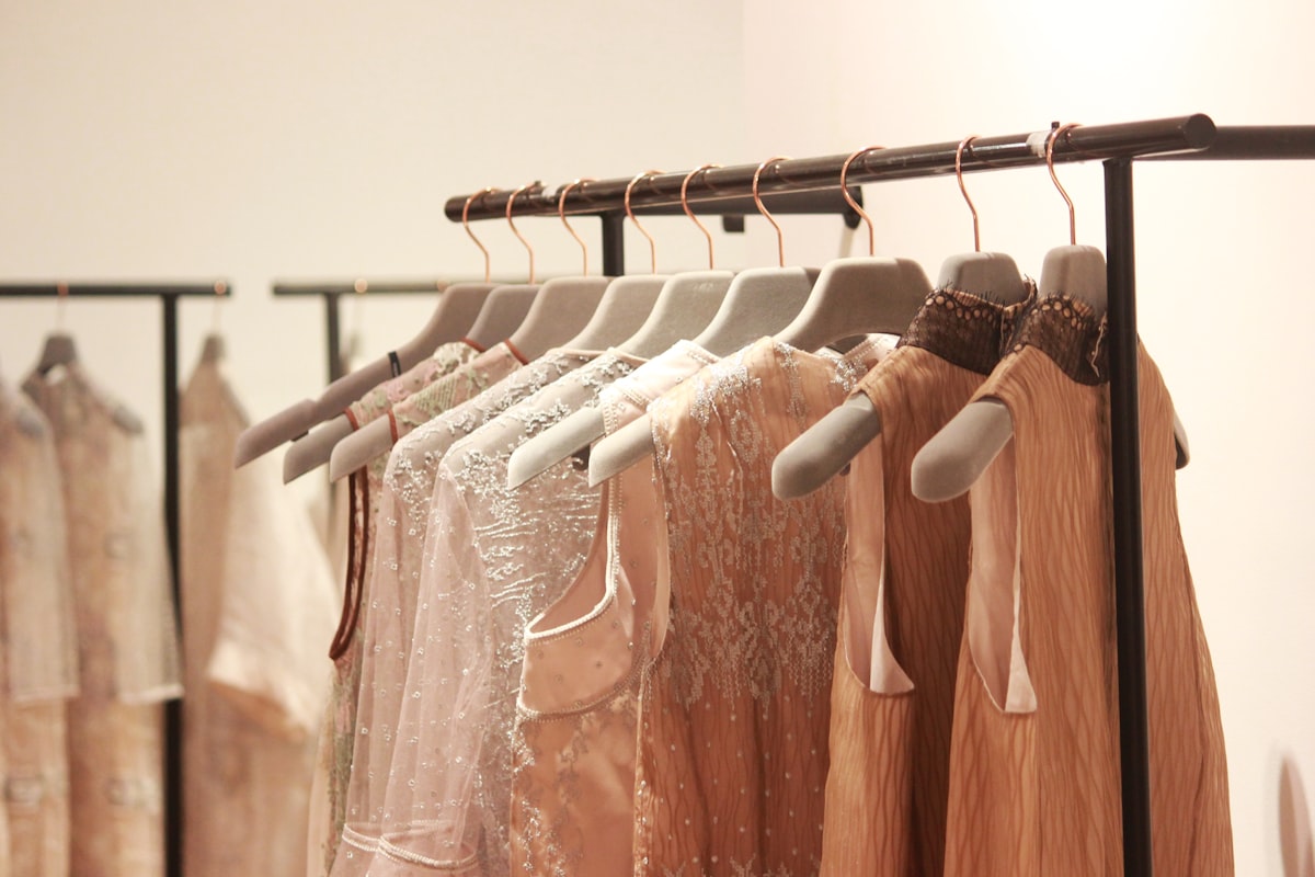 Dresses on a boutique rack